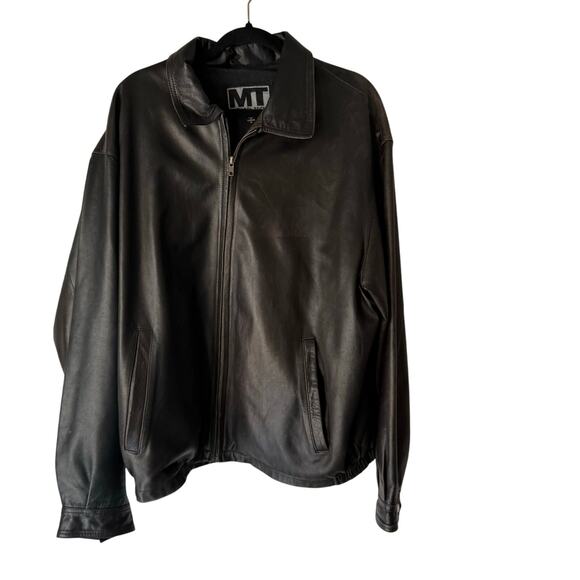MT Michael Trent Vintage 90s Men's XL Butter Soft Black Leather Bomber Jacket